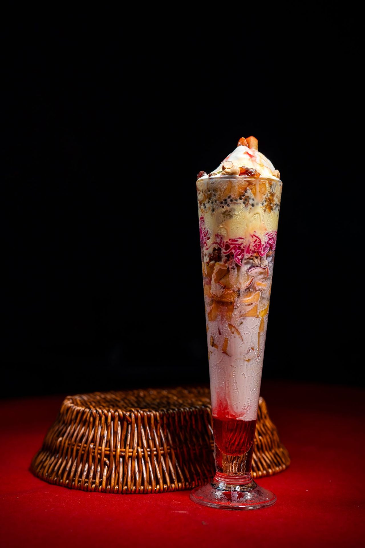 Falooda — Vermicelli, basil seeds, ice cream.. Served at Café Malabar, authentic Kerala & Malabar restaurant at 142 Arab Street, Singapore.